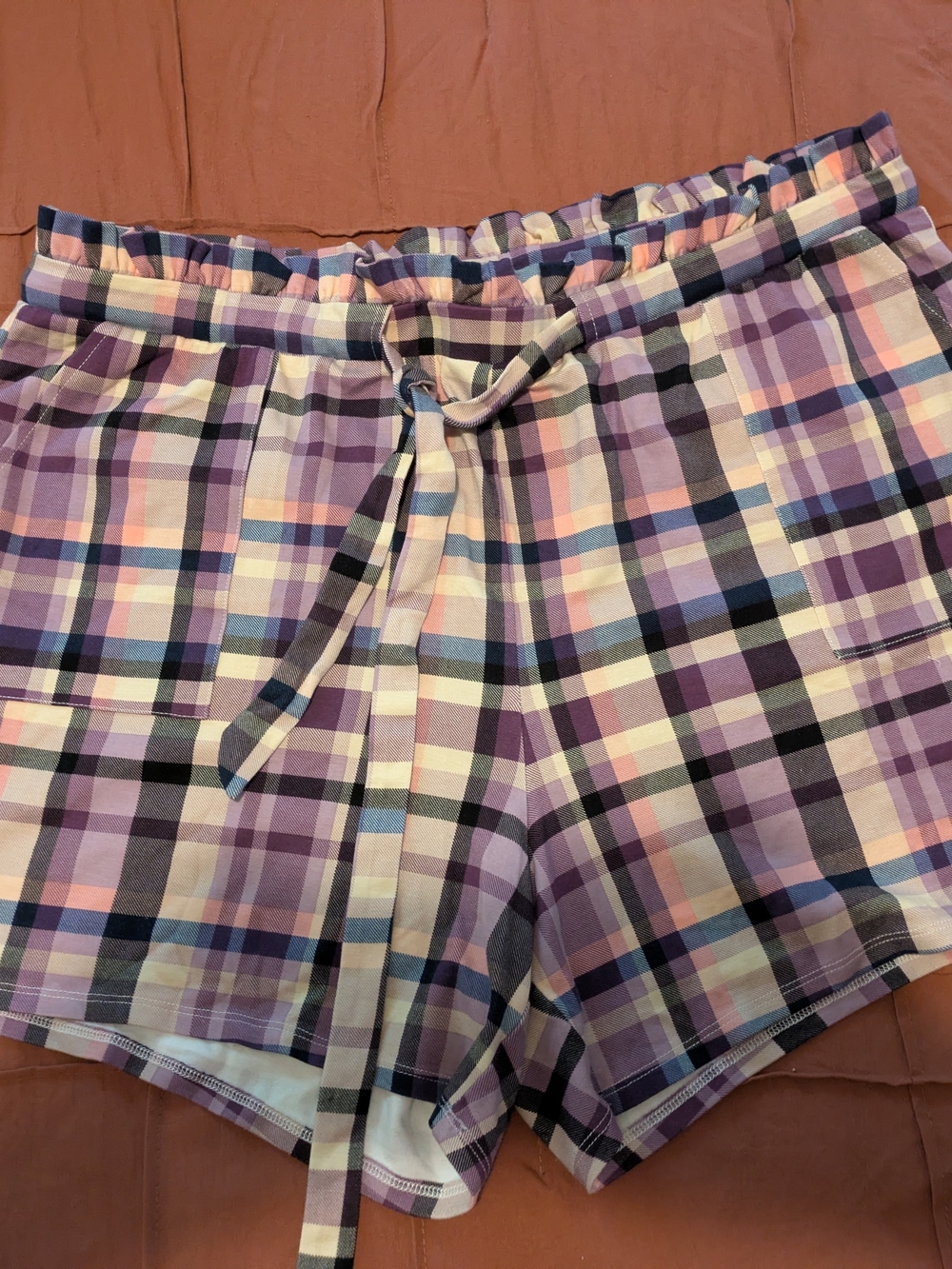 torrid Lavender Plaid Drawstring Lounge Shorts
